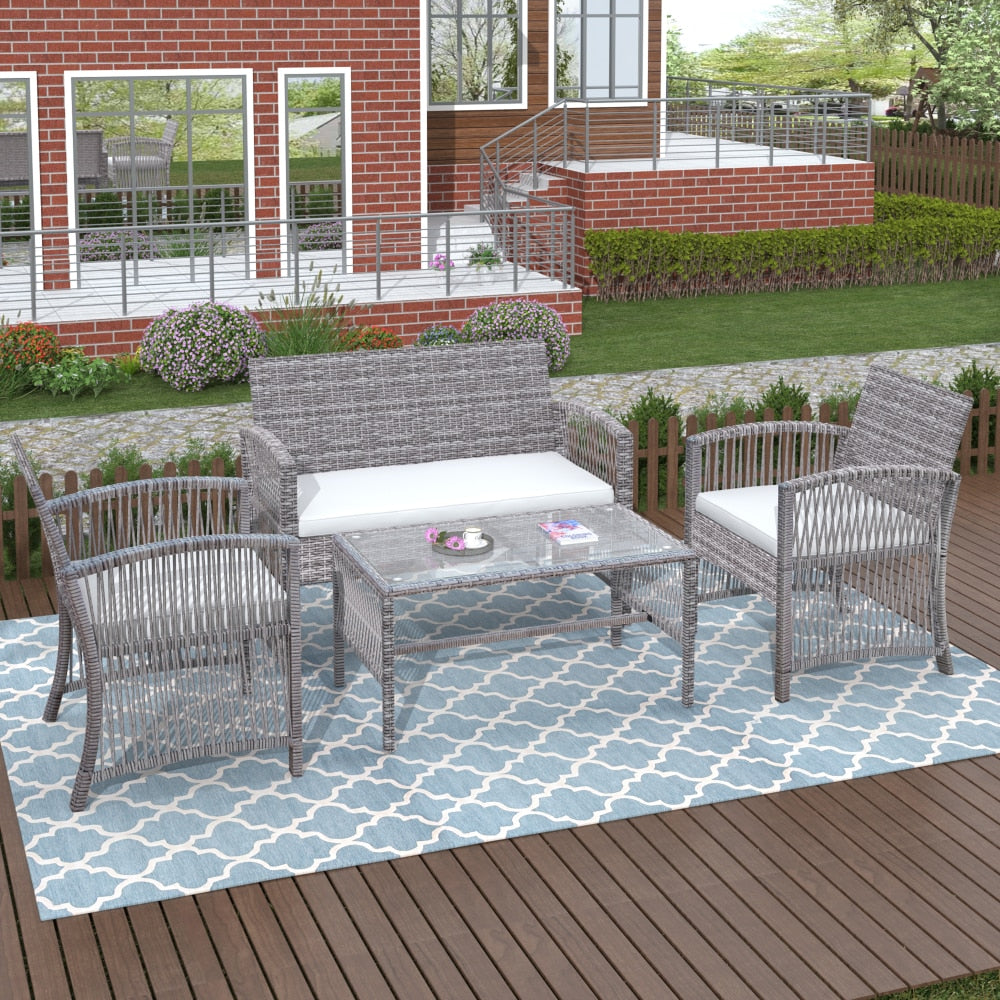 4Pcs Outdoor Patio Furniture Ratan