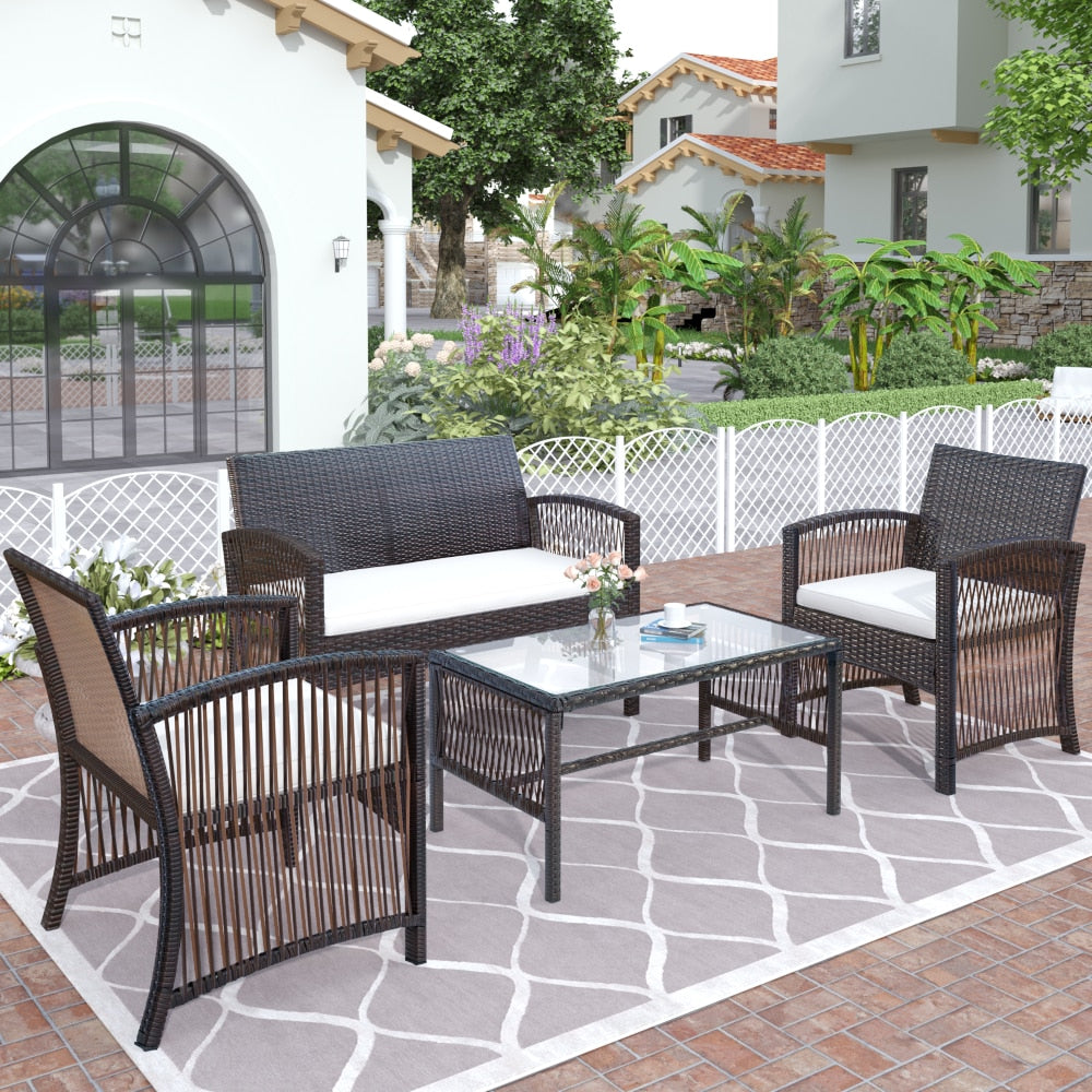 4Pcs Outdoor Patio Furniture Ratan