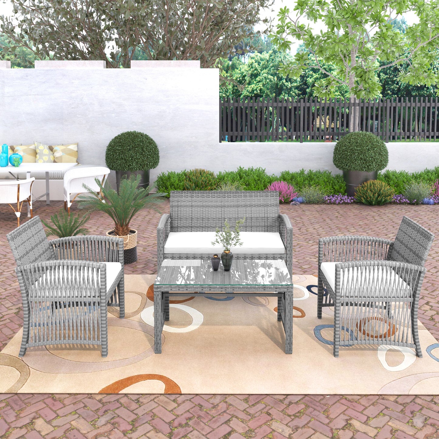 4Pcs Outdoor Patio Furniture Ratan