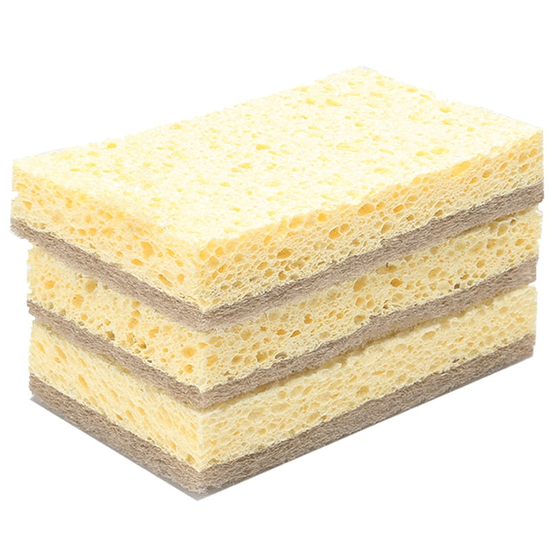QUANGE Natural Plant Based Scrub Sponge Pad Palm Fiber Dishwashing Kitchen Item Scrubber Non Scratch Compostable 2-Sided Sponges