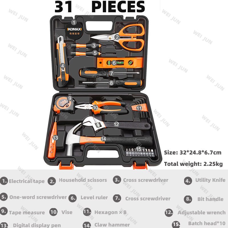 Home Improvement and Tools Set with Drill Tool Box Professional Hand Power Tools Set Electrician Complete Tool Kit Full Toolbox