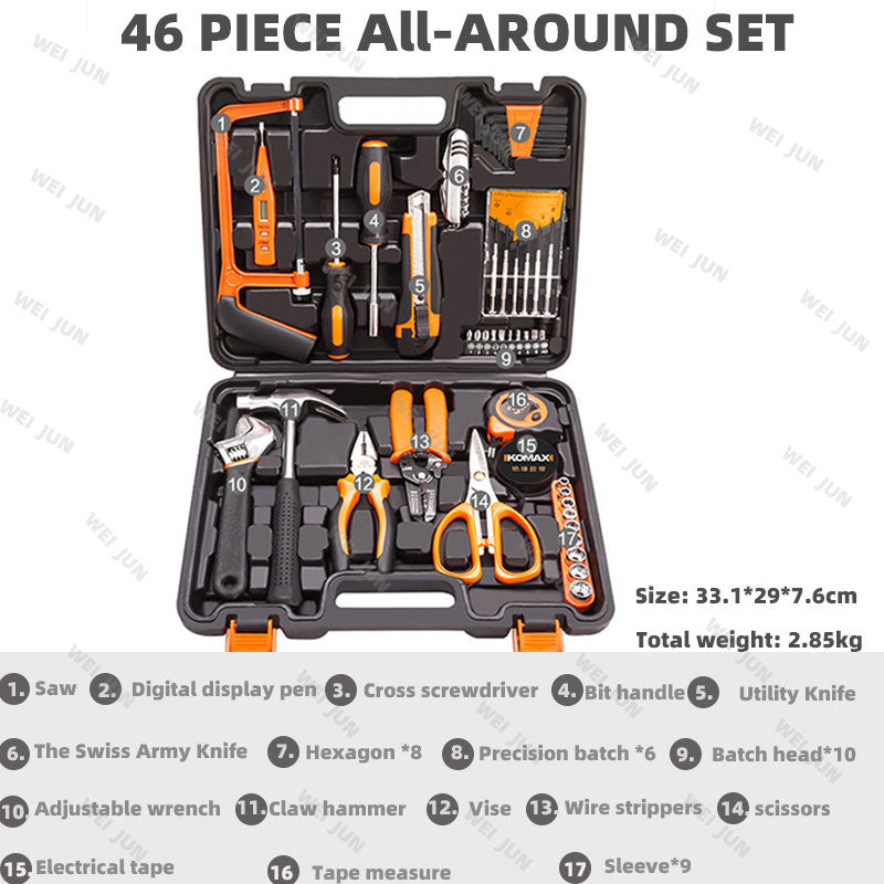 Home Improvement and Tools Set with Drill Tool Box Professional Hand Power Tools Set Electrician Complete Tool Kit Full Toolbox