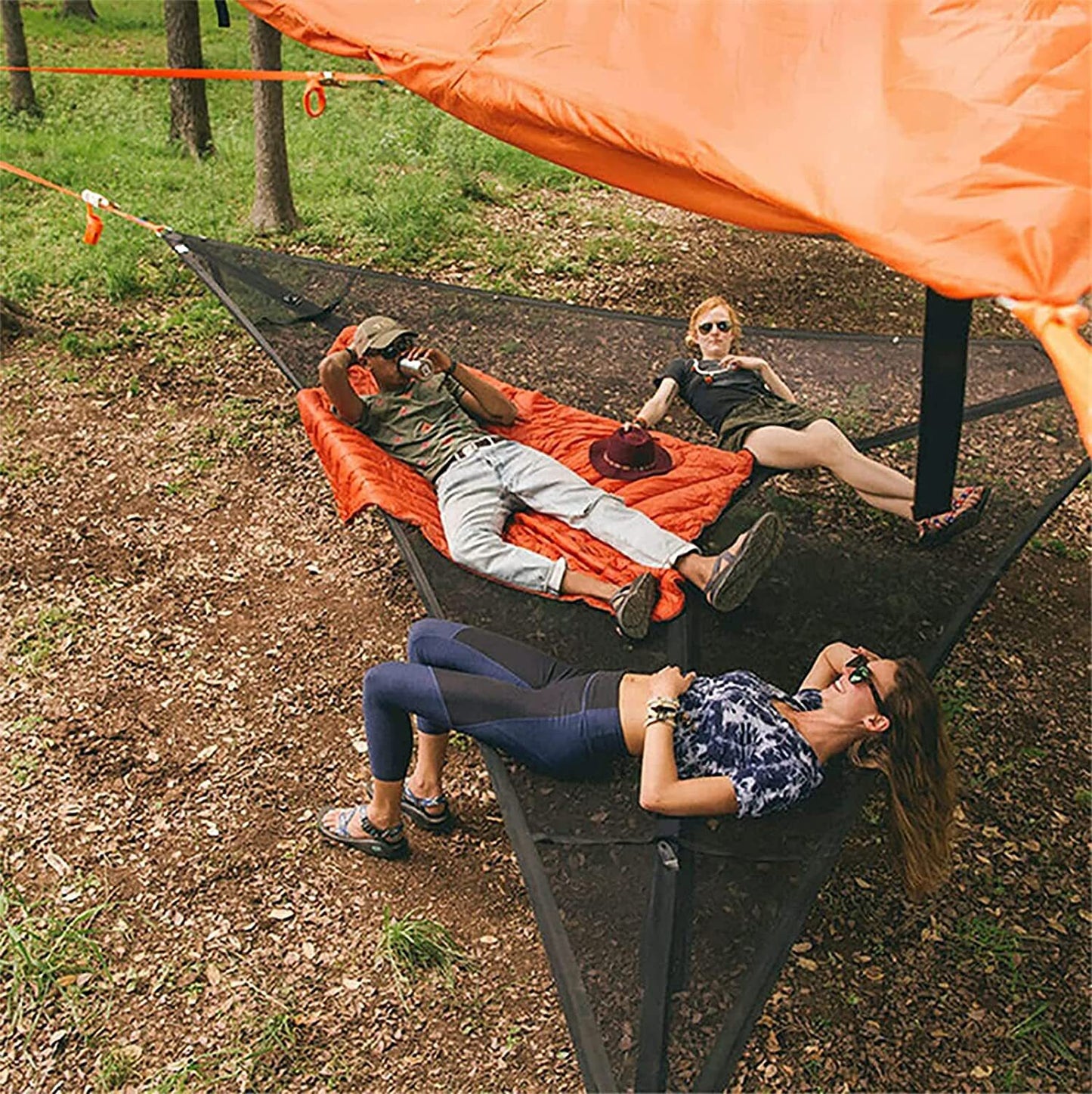 Outdoor Aerial Hammock Multi-person Triangle Portable Camping Hammock Supplies Garden Furniture Sets Tent Hammocks Equipment Net