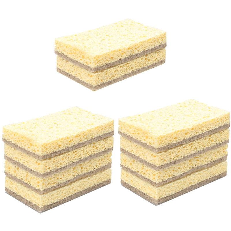 QUANGE Natural Plant Based Scrub Sponge Pad Palm Fiber Dishwashing Kitchen Item Scrubber Non Scratch Compostable 2-Sided Sponges