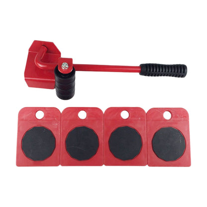 New Easy Furniture Lifter Mover Tool Set Heavy Stuffs Moving 4 Wheeled Roller Wheel Bar Device Furniture Transport Hand Tool Set
