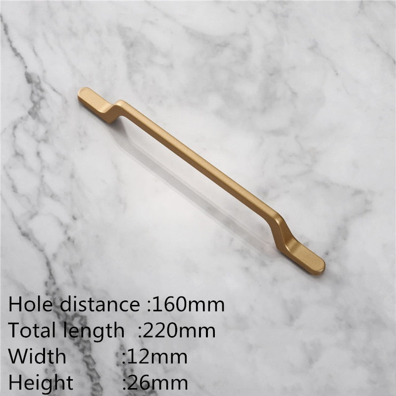 KK&FING European Simple Black Kitchen Furniture Handles Matte Gold Aluminum Alloy Cabinet Drawer Pulls Furniture Handle Hardware