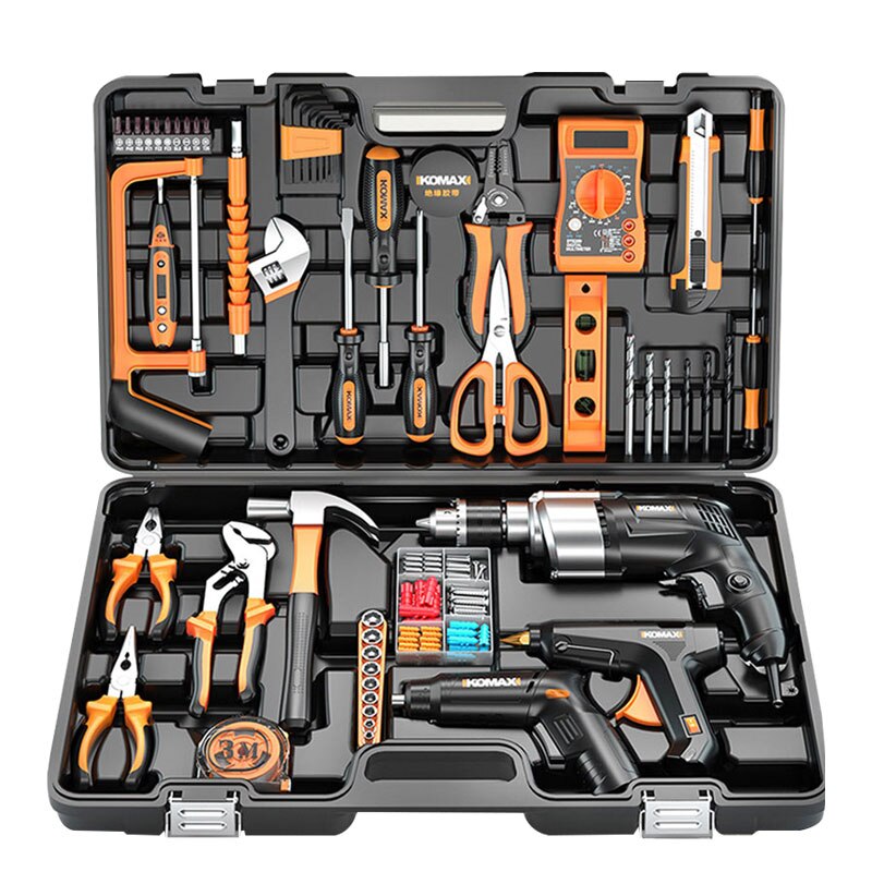 Home Improvement and Tools Set with Drill Tool Box Professional Hand Power Tools Set Electrician Complete Tool Kit Full Toolbox