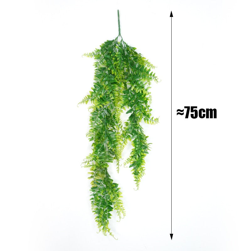 Artificial Plant Persian Fern Leaves Vines Room Home Garden Decoration Accessories Wedding Party Wall Hanging Balcony Decoration