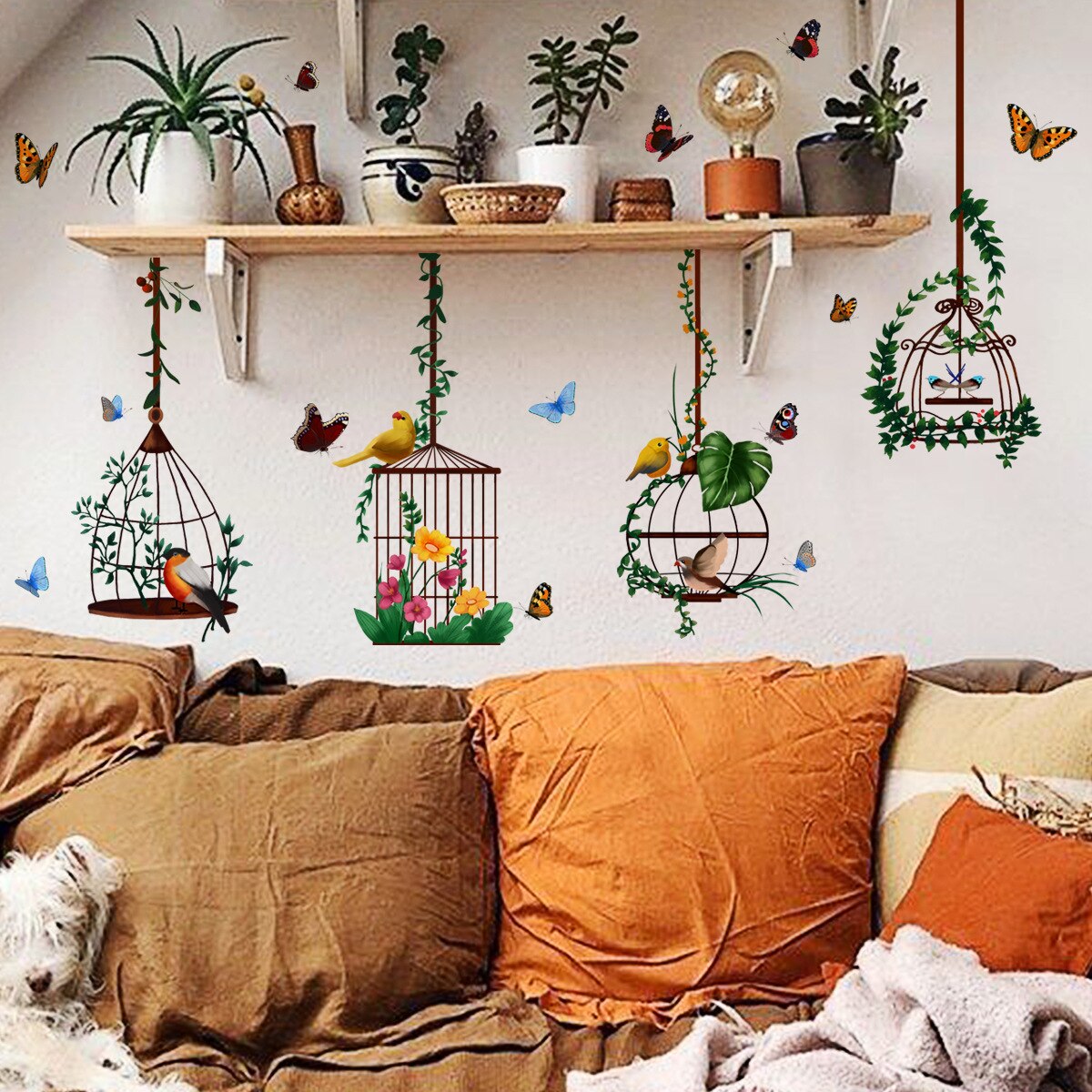 Wall Stickers Butterfly Bird Cage