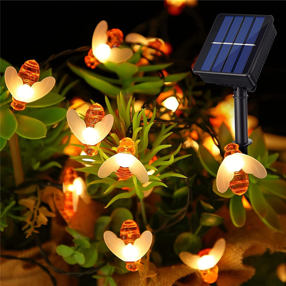 Solar String Light 20 LED Cute Bee Outdoor Light