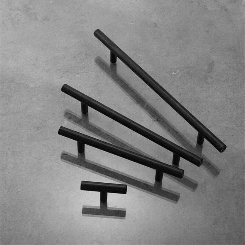 KK&FING European Simple Black Kitchen Furniture Handles Matte Gold Aluminum Alloy Cabinet Drawer Pulls Furniture Handle Hardware