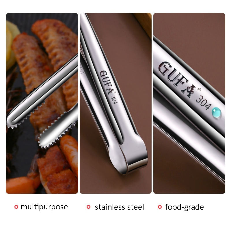 New Stainless Steel Grill Tongs Cooking Utensils For BBQ Baking Silver Kitchen Accessories Camping Supplies Free Shipping Item