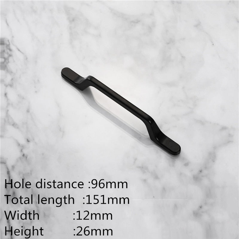 KK&FING European Simple Black Kitchen Furniture Handles Matte Gold Aluminum Alloy Cabinet Drawer Pulls Furniture Handle Hardware