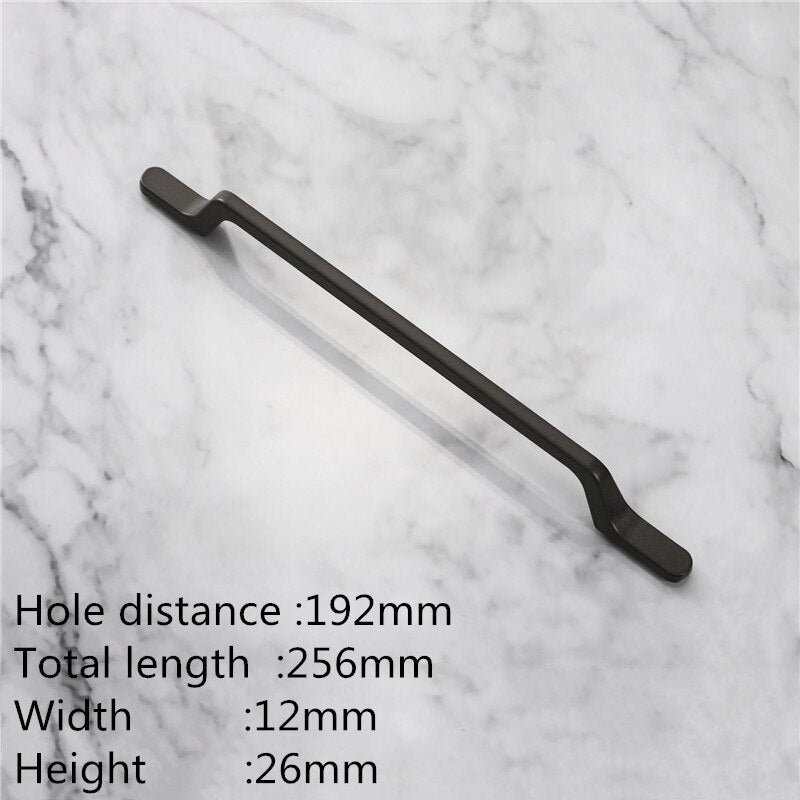 KK&FING European Simple Black Kitchen Furniture Handles Matte Gold Aluminum Alloy Cabinet Drawer Pulls Furniture Handle Hardware