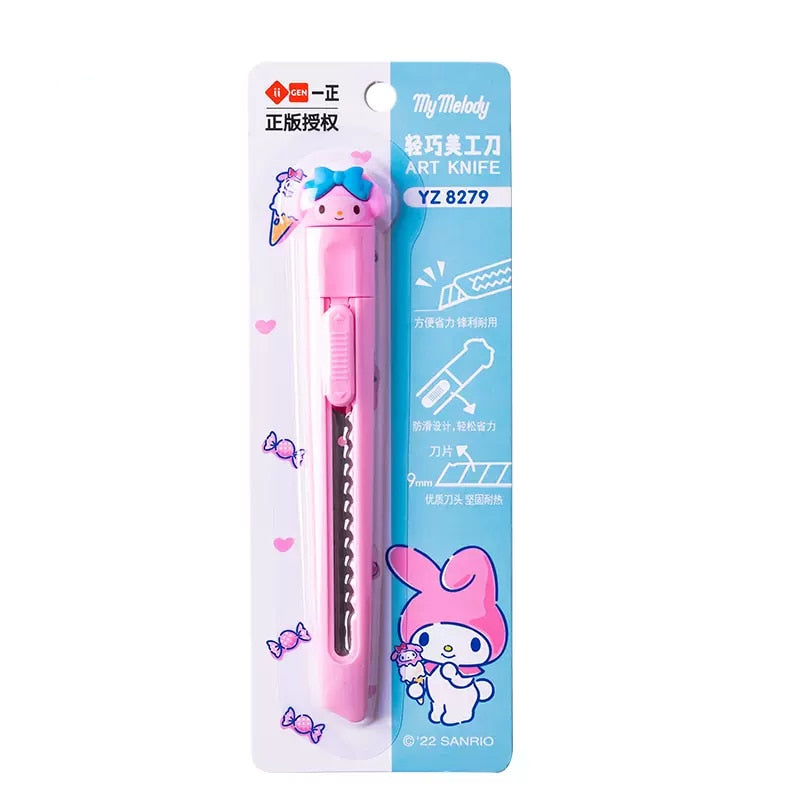 Sanrio Hello Kitty Knife Melody Creative Cartoon Cute Art Knife Portable Student Art Cutting Hello Kitty Cat Express Unpacking