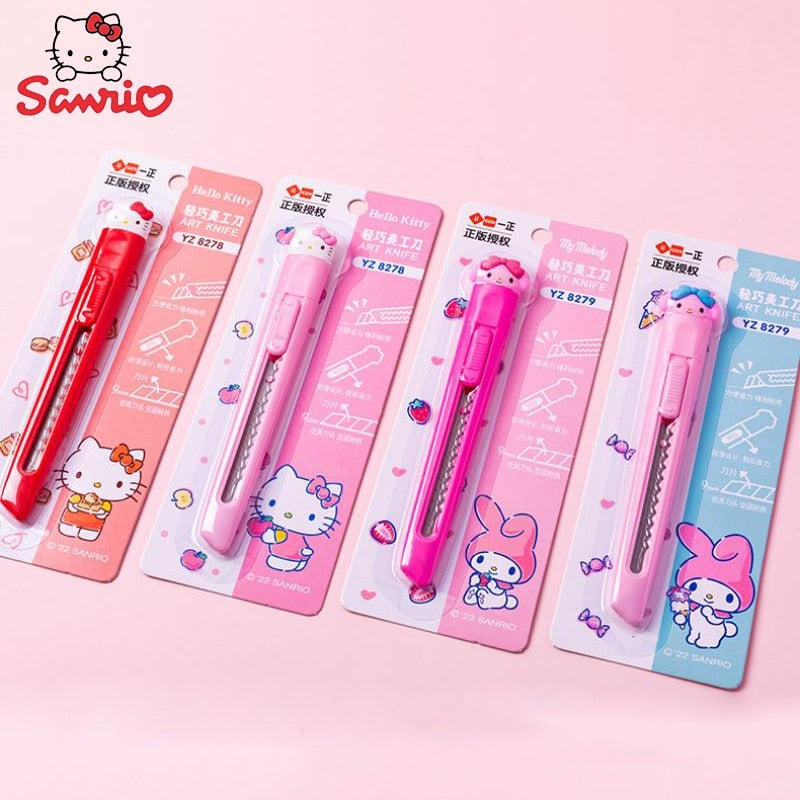 Sanrio Hello Kitty Knife Melody Creative Cartoon Cute Art Knife Portable Student Art Cutting Hello Kitty Cat Express Unpacking