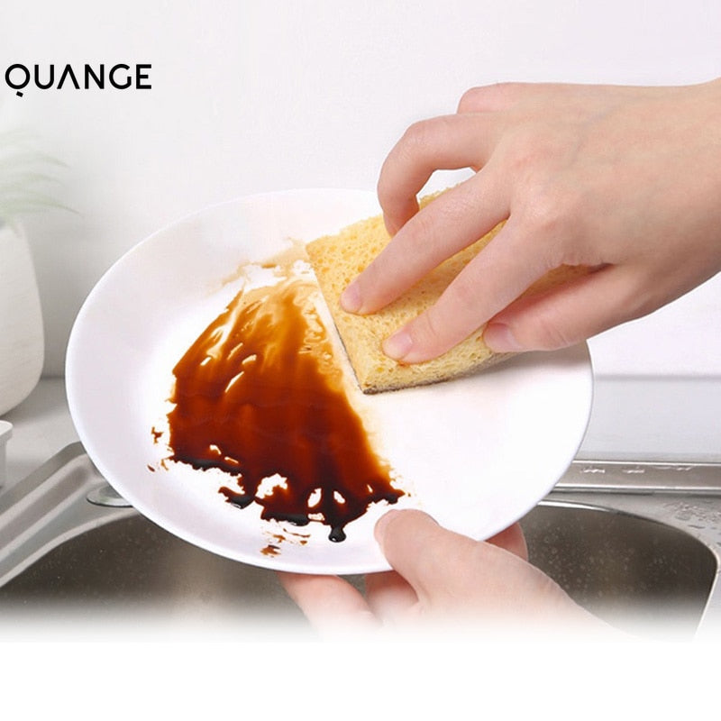 QUANGE Natural Plant Based Scrub Sponge Pad Palm Fiber Dishwashing Kitchen Item Scrubber Non Scratch Compostable 2-Sided Sponges