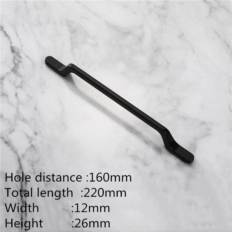 KK&FING European Simple Black Kitchen Furniture Handles Matte Gold Aluminum Alloy Cabinet Drawer Pulls Furniture Handle Hardware