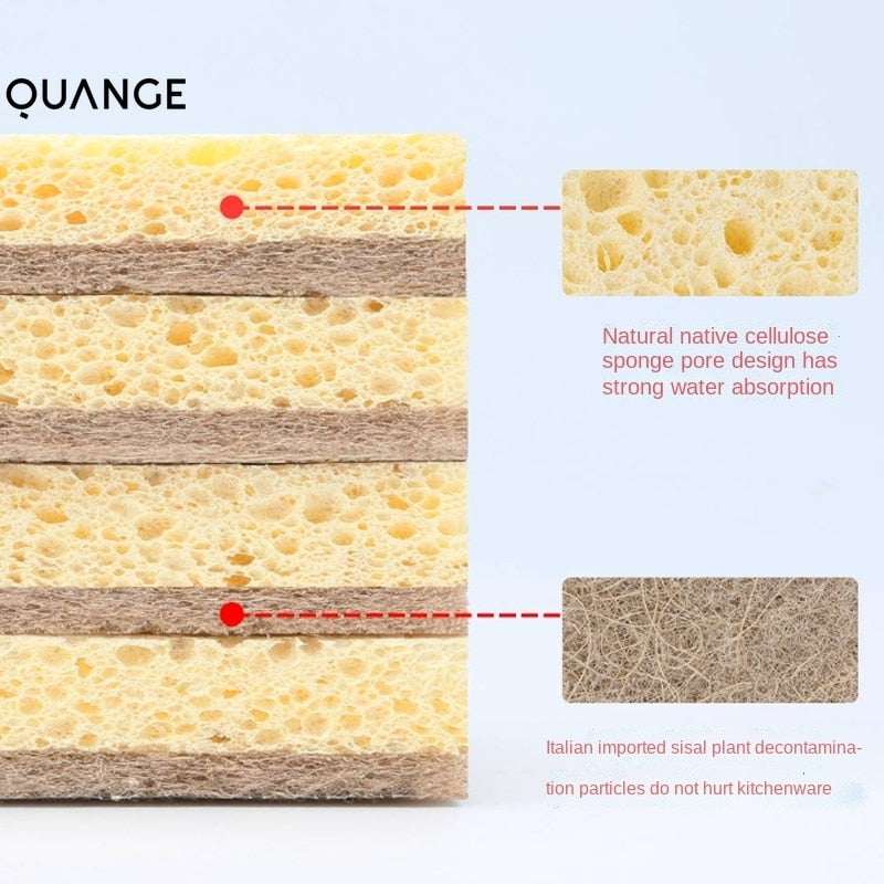 QUANGE Natural Plant Based Scrub Sponge Pad Palm Fiber Dishwashing Kitchen Item Scrubber Non Scratch Compostable 2-Sided Sponges