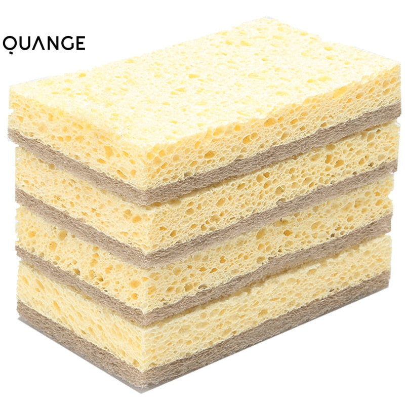 QUANGE Natural Plant Based Scrub Sponge Pad Palm Fiber Dishwashing Kitchen Item Scrubber Non Scratch Compostable 2-Sided Sponges
