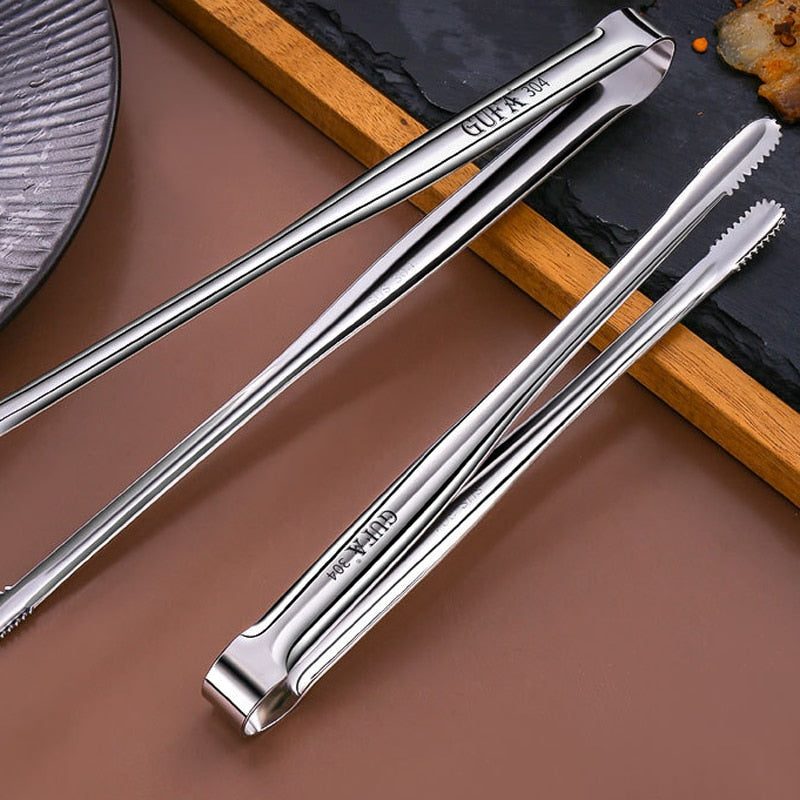 New Stainless Steel Grill Tongs Cooking Utensils For BBQ Baking Silver Kitchen Accessories Camping Supplies Free Shipping Item
