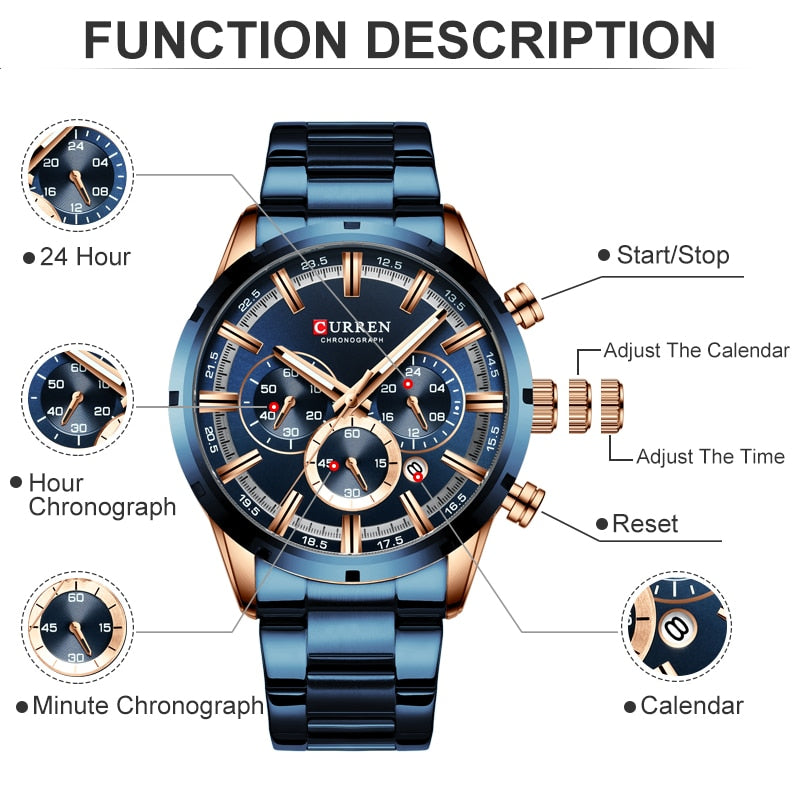 Waterproof Chronograph Wristwatch