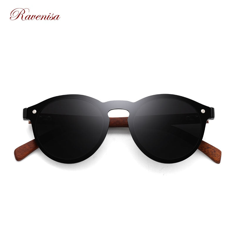 Vintage Round  Wood Sunglasses