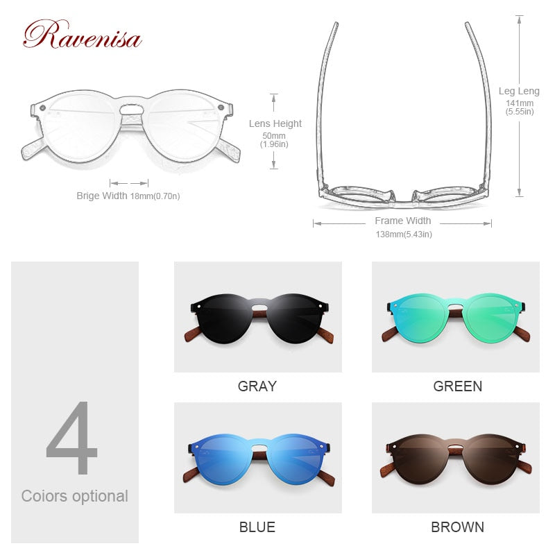 Vintage Round  Wood Sunglasses