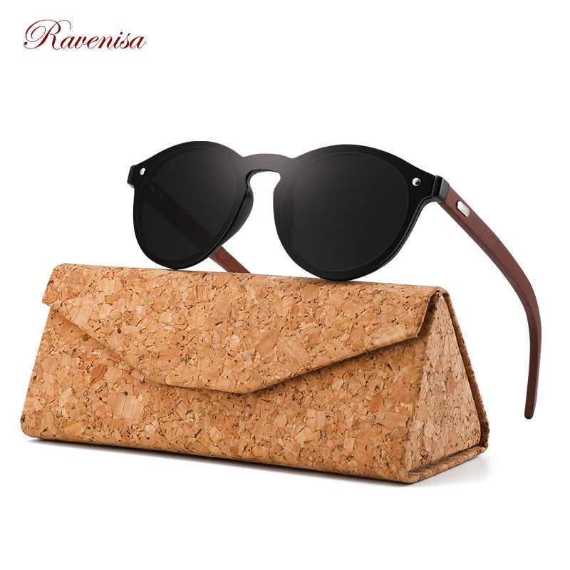 Vintage Round  Wood Sunglasses