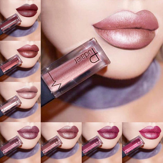 24 Colors Metallic Matte Lipgloss Not Fade Not Stick Cup Mouth Lipstick Mositurizing Waterproof Longlasting Sexy Lip Makeup